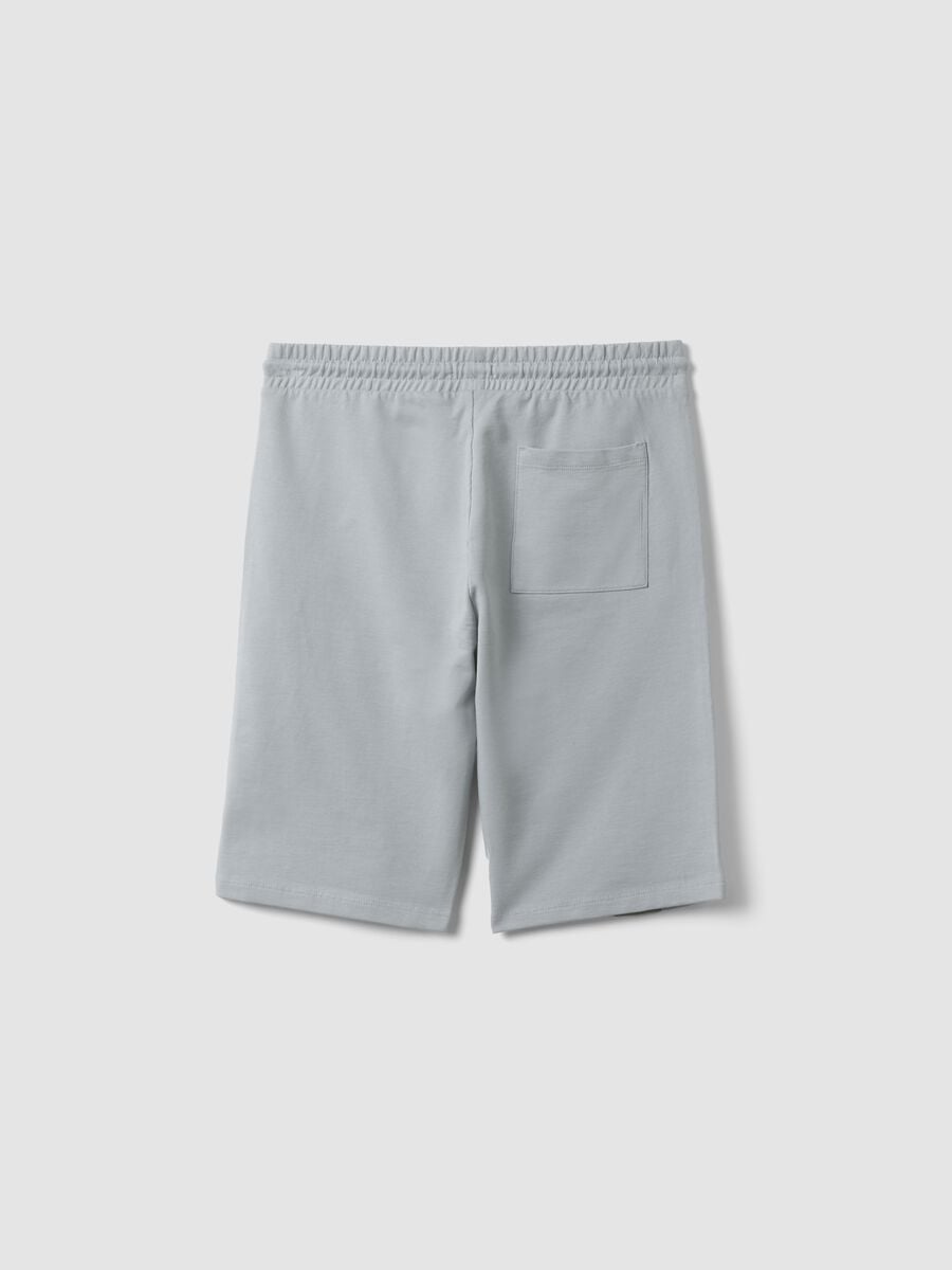 Grey pure cotton shorts with elasticated waist_4