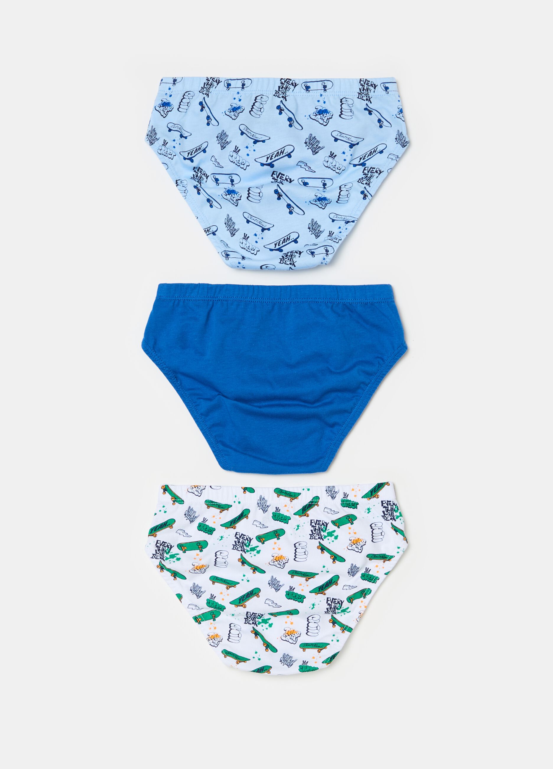 Three-pack briefs in organic cotton with print