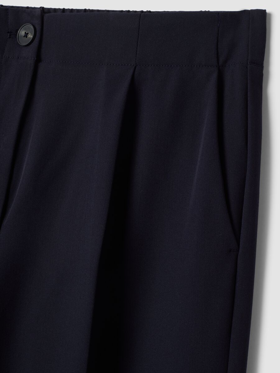 Navy stretch viscose formal trousers, regular fit_5