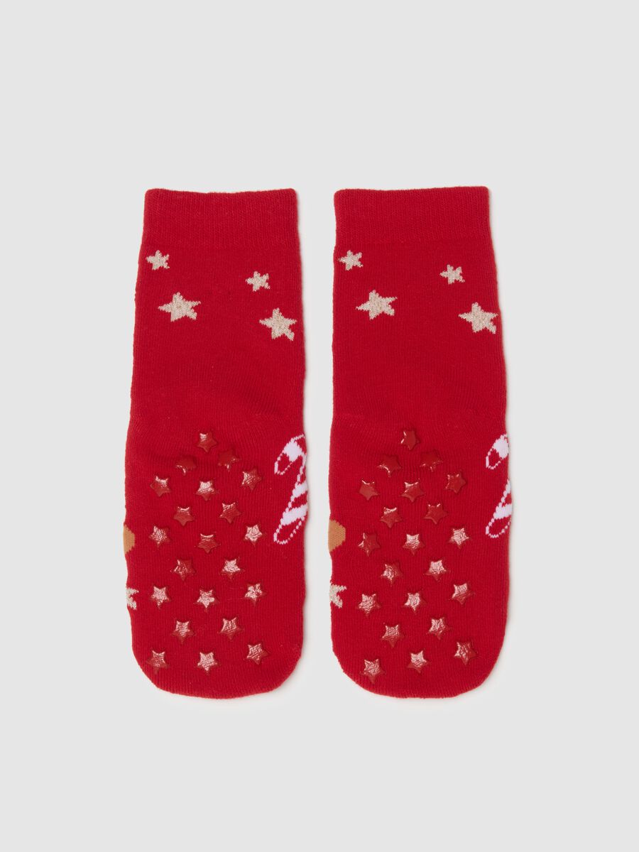 Meias de Natal vermelhas para menina em mistura de algod&atilde;o regular fit_2