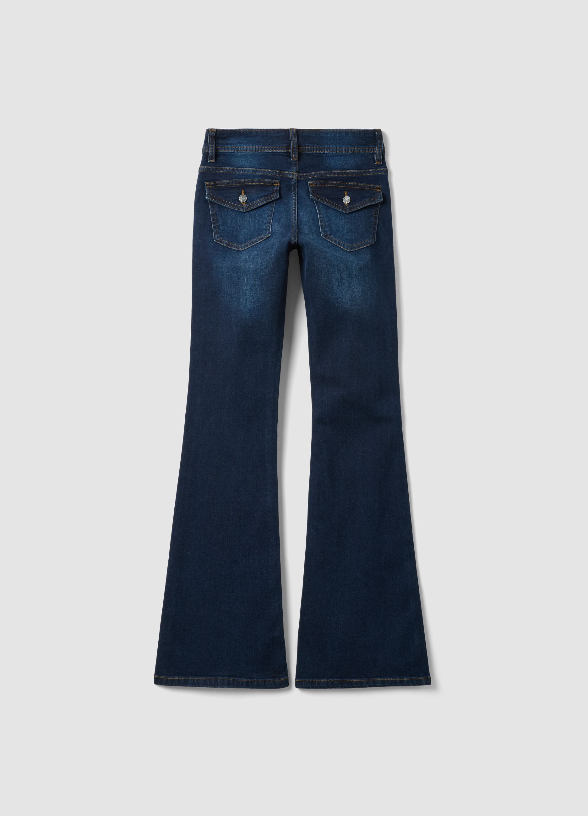 Jeans blu in cotone elasticizzato flare fit