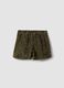 Gonna pantalone verde in cotone elasticizzato a coste_1