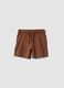 Brown pure organic cotton shorts with elasticated waist for baby boys, regular fit_0