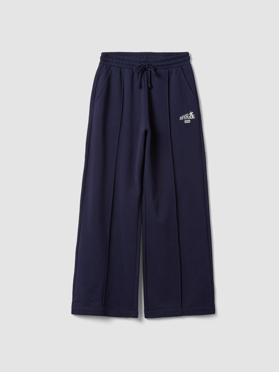 Blue cotton-blend straight-fit joggers_0