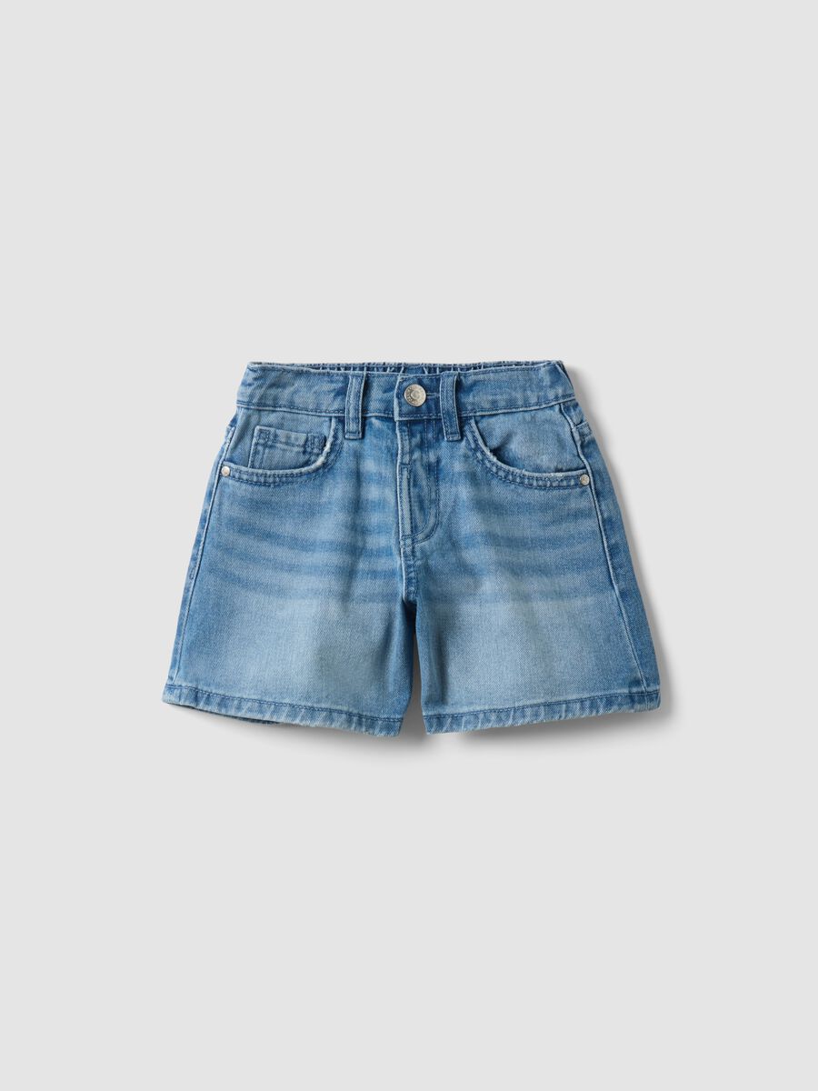 Blaue Denim-Shorts aus 100% Baumwolle f&uuml;r M&auml;dchen, Regular Fit, mit Stern_0