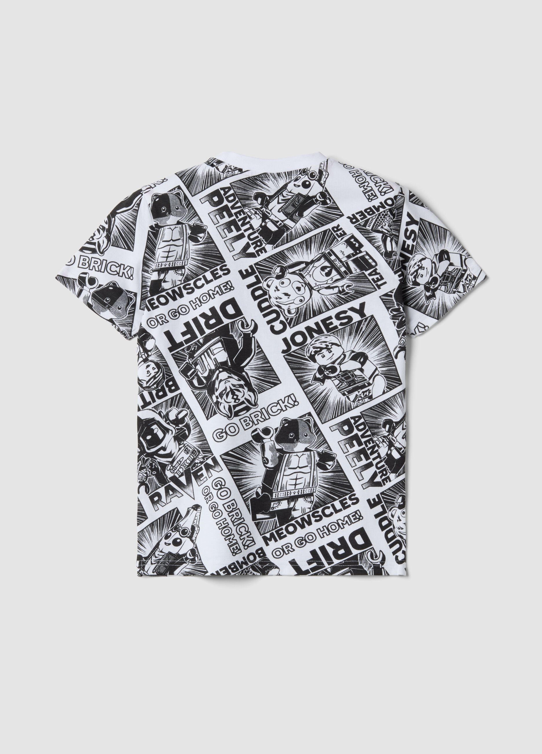 T-shirt multicolorido de crian&ccedil;a em puro algod&atilde;o, corte regular com estampagens