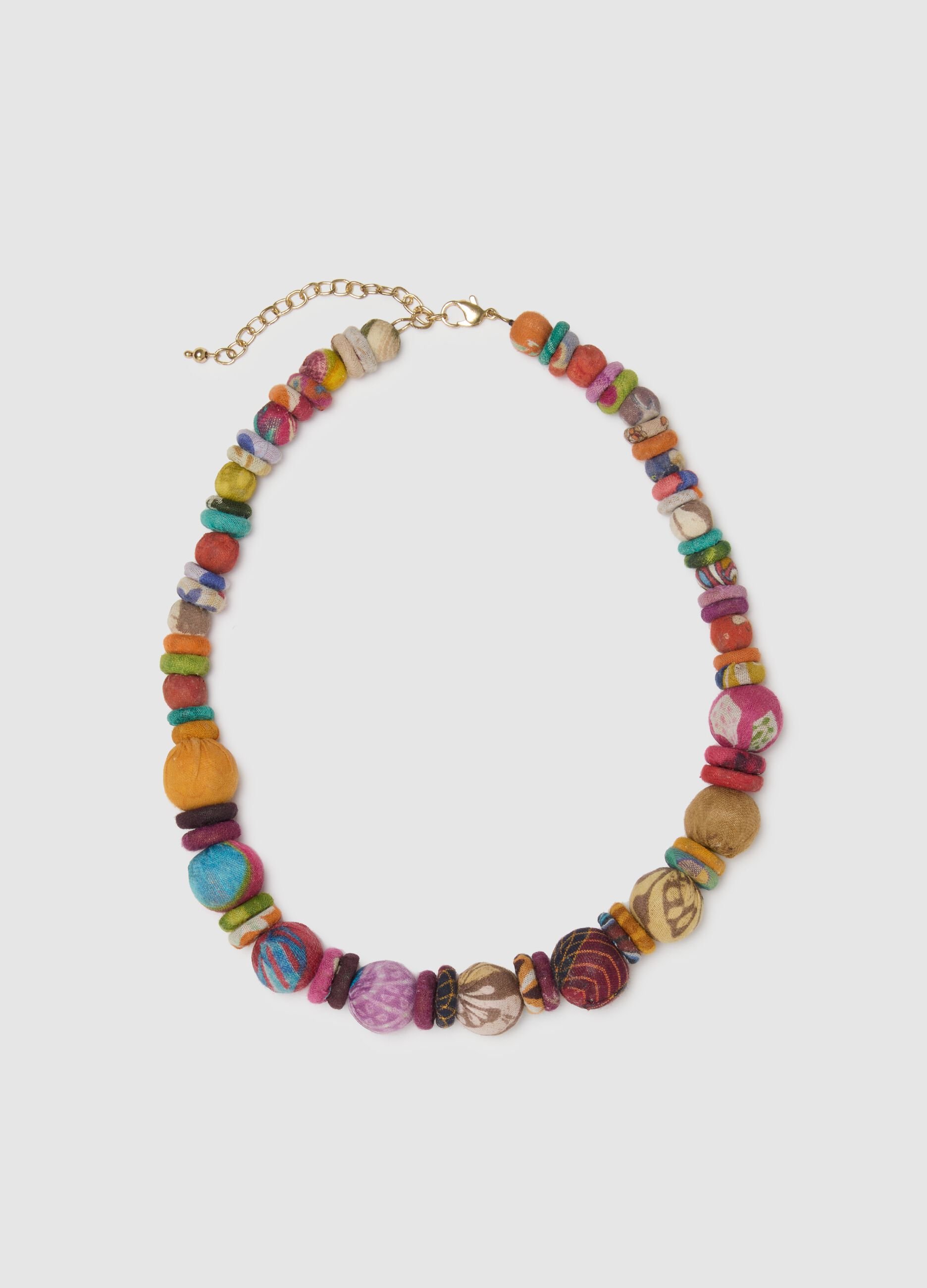 Multicolour wooden necklace with adjustable closure
