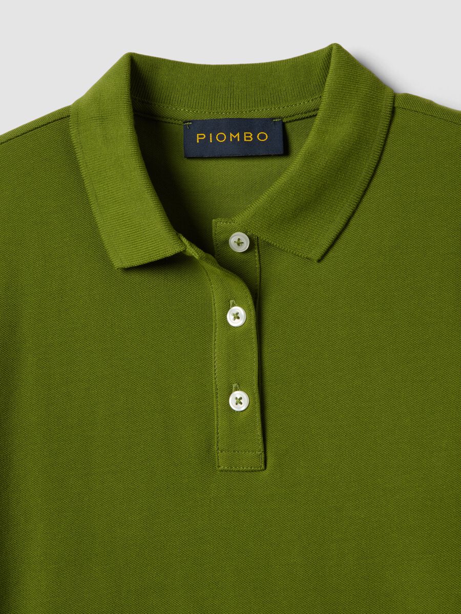 Green short-sleeve polo in pure cotton, regular fit_5