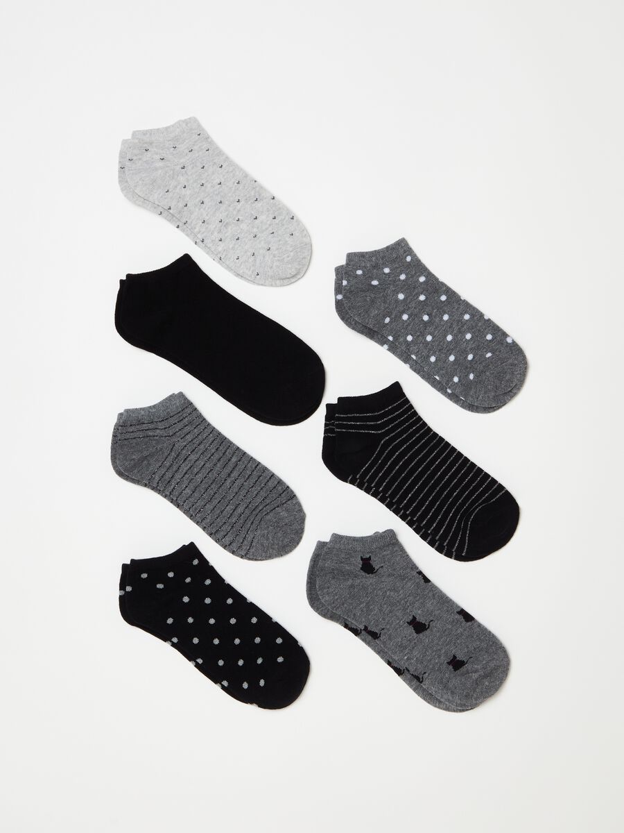 Multipack siete calcetines invisibles con estampados_0