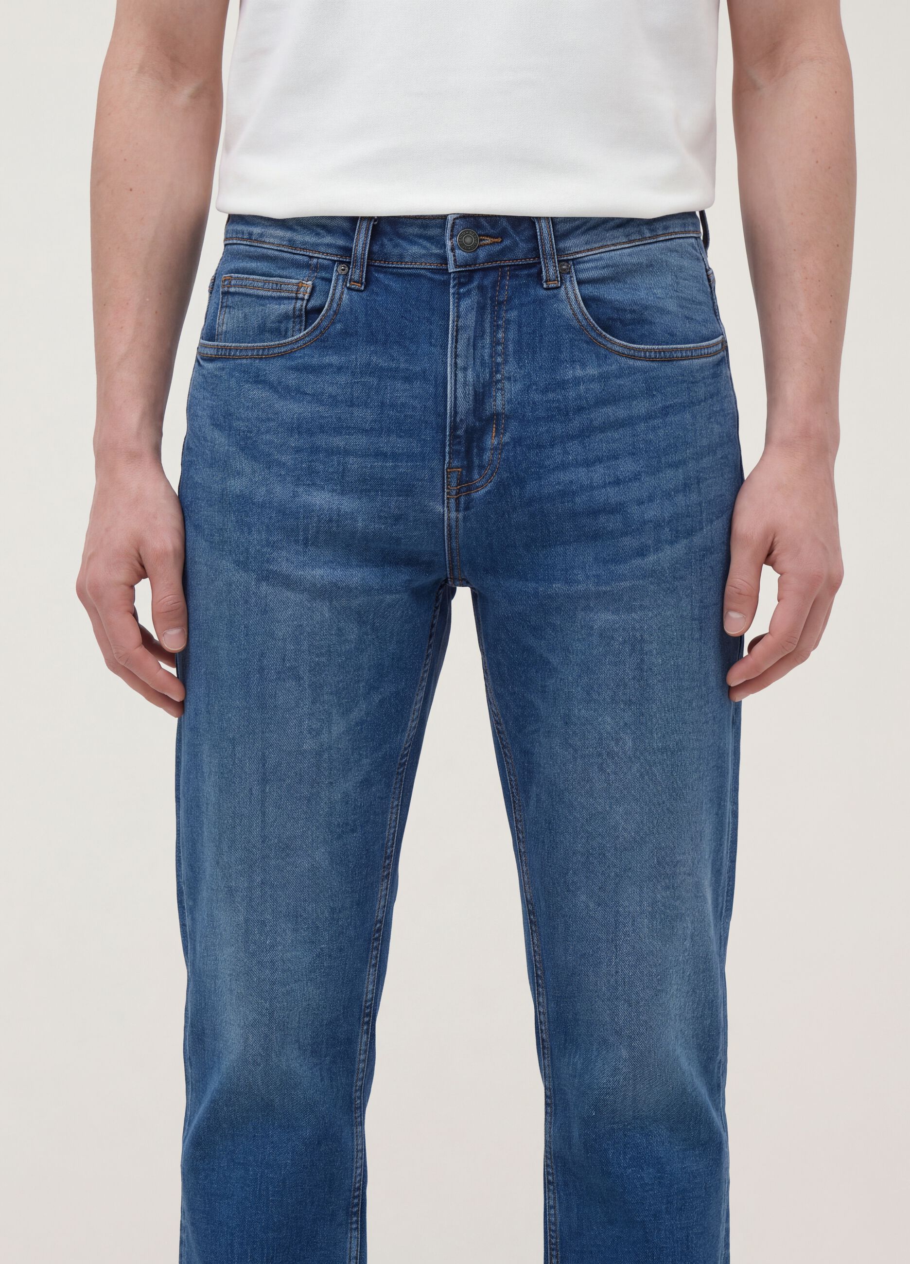 Blue comfort-fit stretch cotton jeans