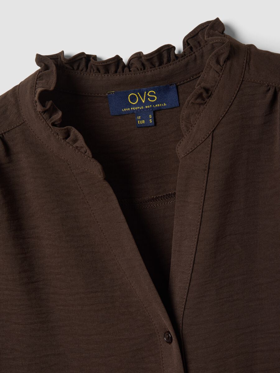 Camisa castanha de manga curta em puro algod&atilde;o regular fit_5