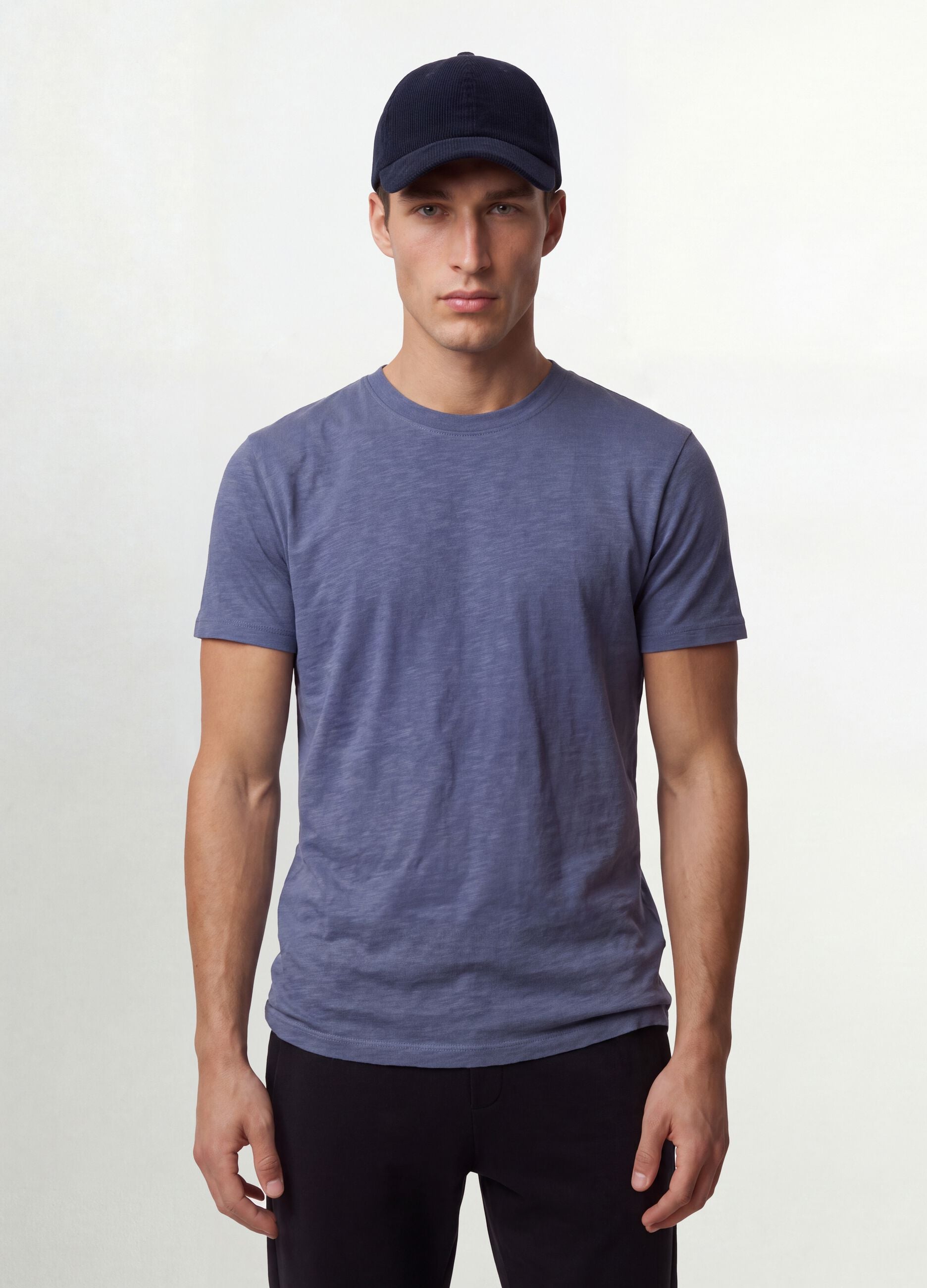 Purple pure cotton regular-fit short-sleeve T-shirt