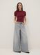 Pure grey denim cotton wide leg jeans_0