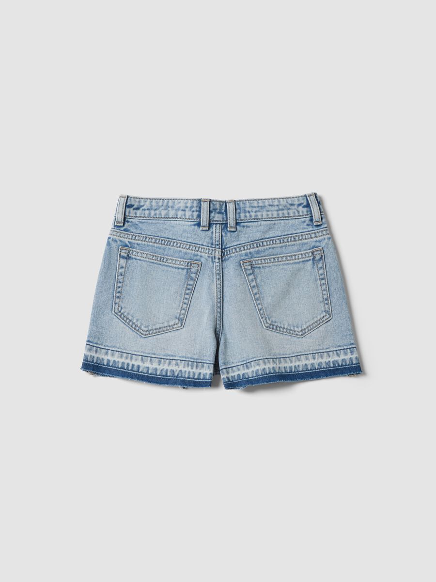 Shorts denim blu in puro cotone da ragazza straight fit_1