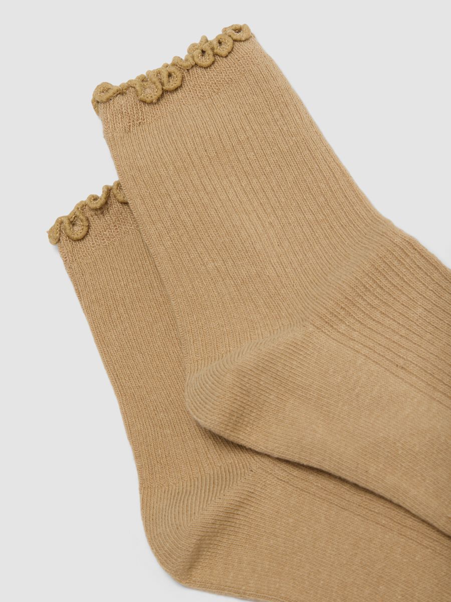 2er-Pack beige Socken aus elastischer Bio-Baumwolle mit Wellenb&uuml;ndchen_1