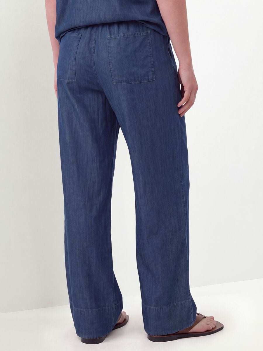 Blue pure lyocell trousers with elasticated waist, regular fit_2