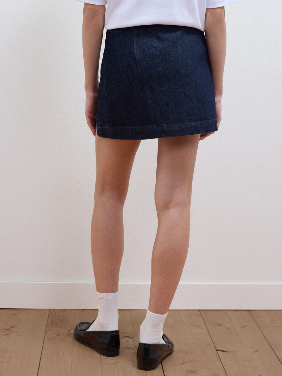 Blue pure cotton denim skirt_2