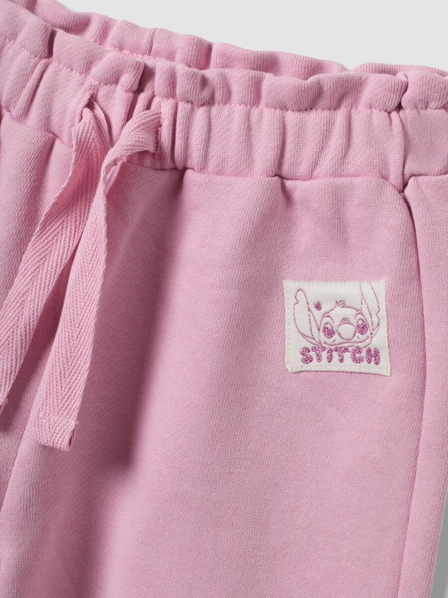Pink pure cotton tracksuit with Lilo & Stitch embroidery for girls_3