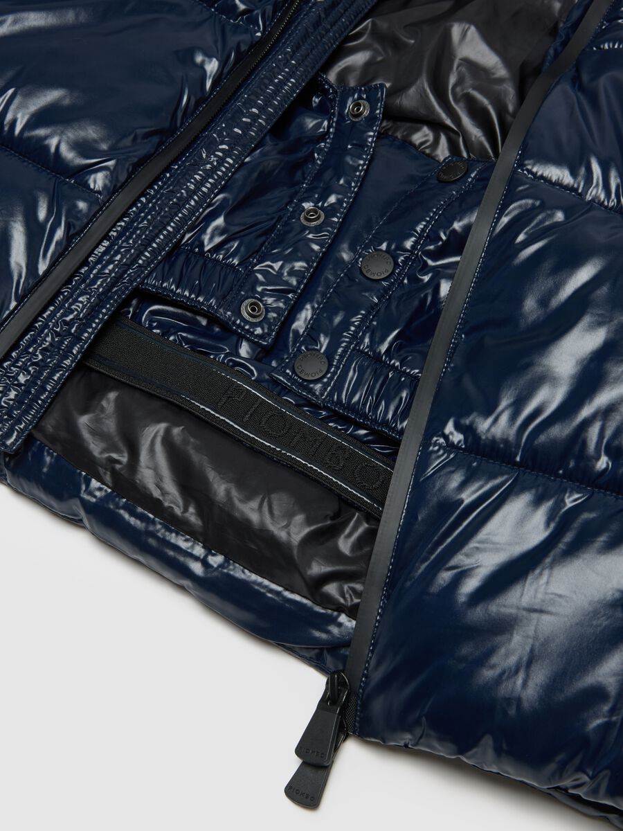 Blue padded regular fit water repellent jacket with zip_5