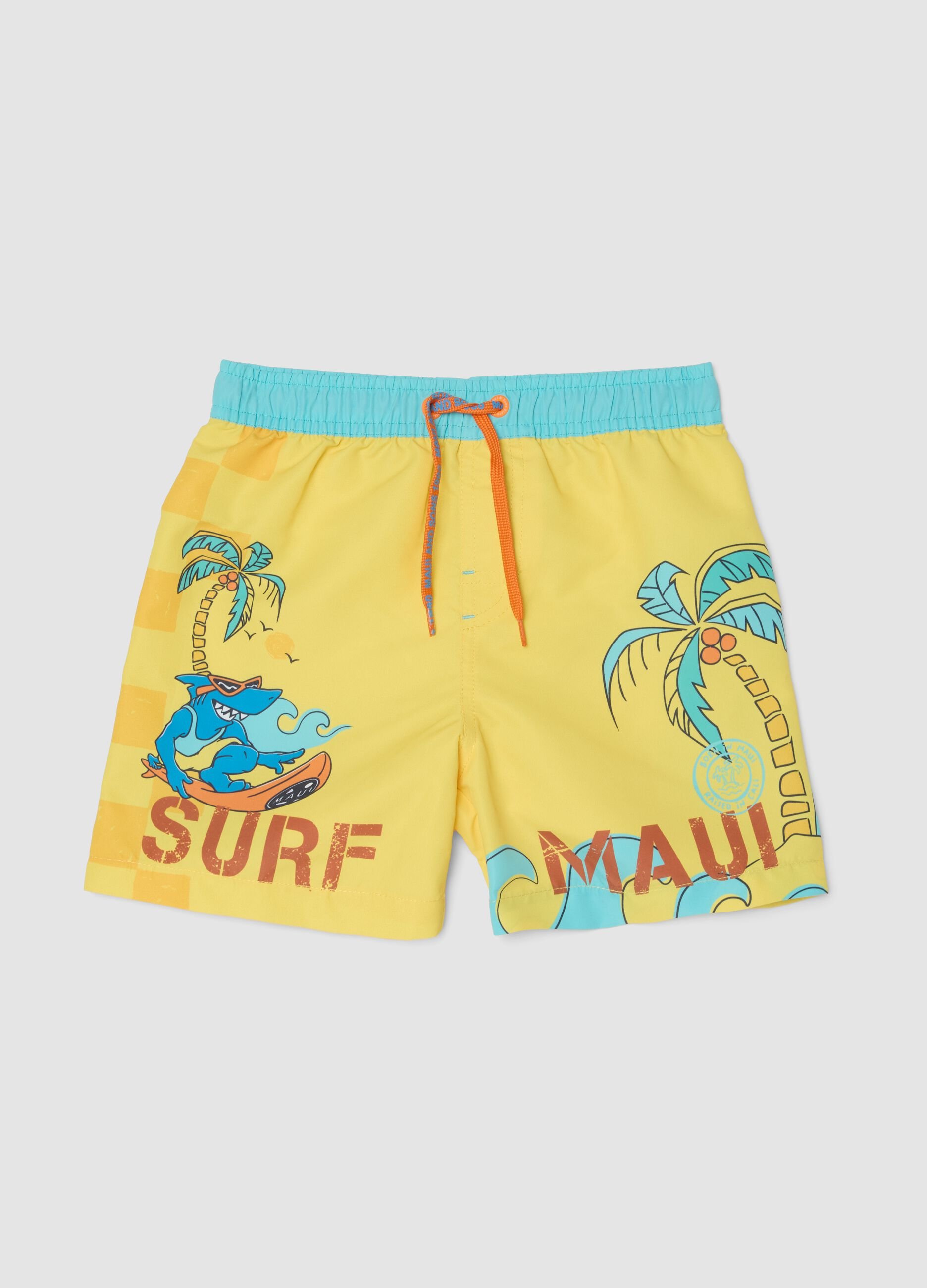 Multicolour boys&rsquo; swim shorts with tropical print