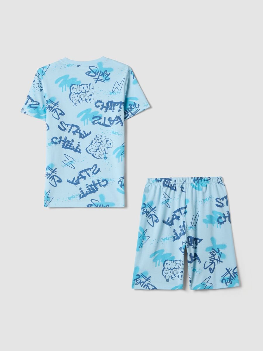 Boy's azure pure cotton pyjama regular fit with prints_1