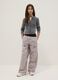 Girl's regular fit grey pure cotton cargo trousers_0
