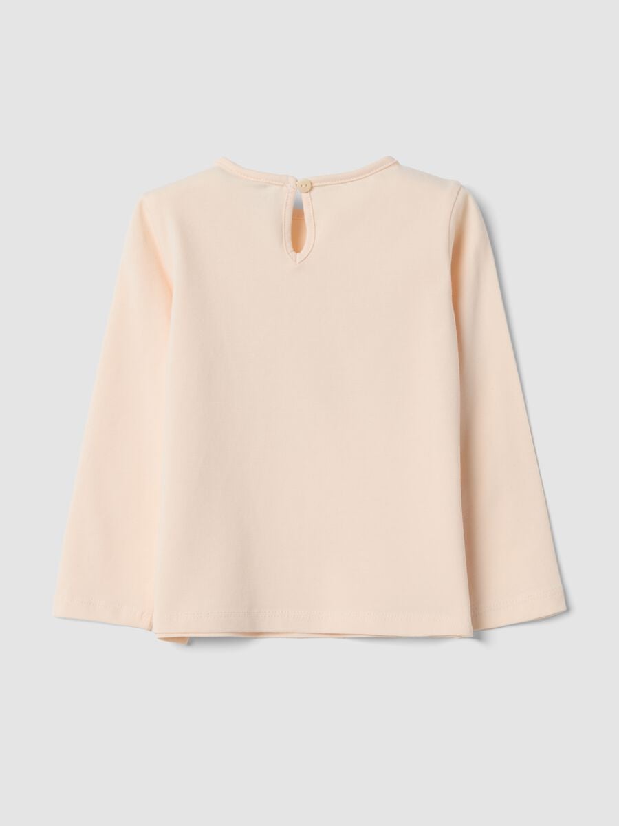 Maglietta rosa in cotone jersey organico elasticizzato con stampa regular fit_1