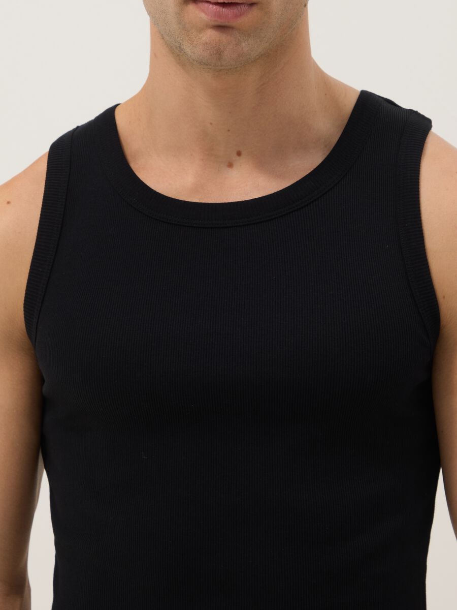 Black pure cotton vest regular fit_1