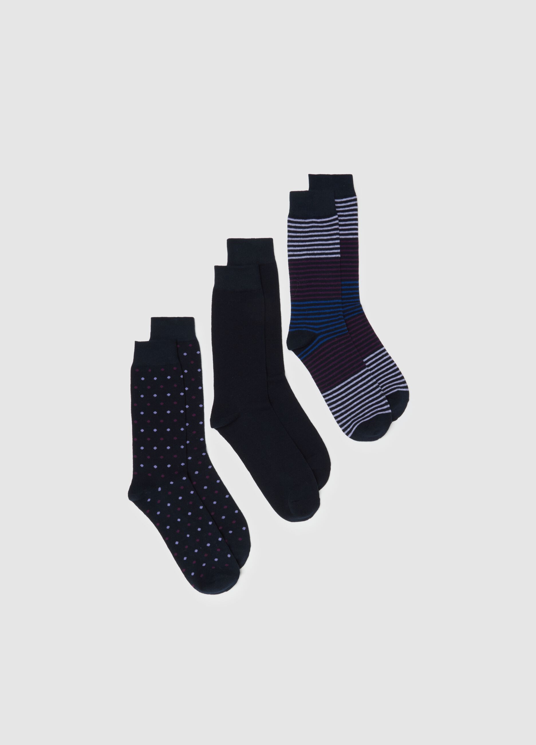 Three-pack of blue cotton mix elastic socks