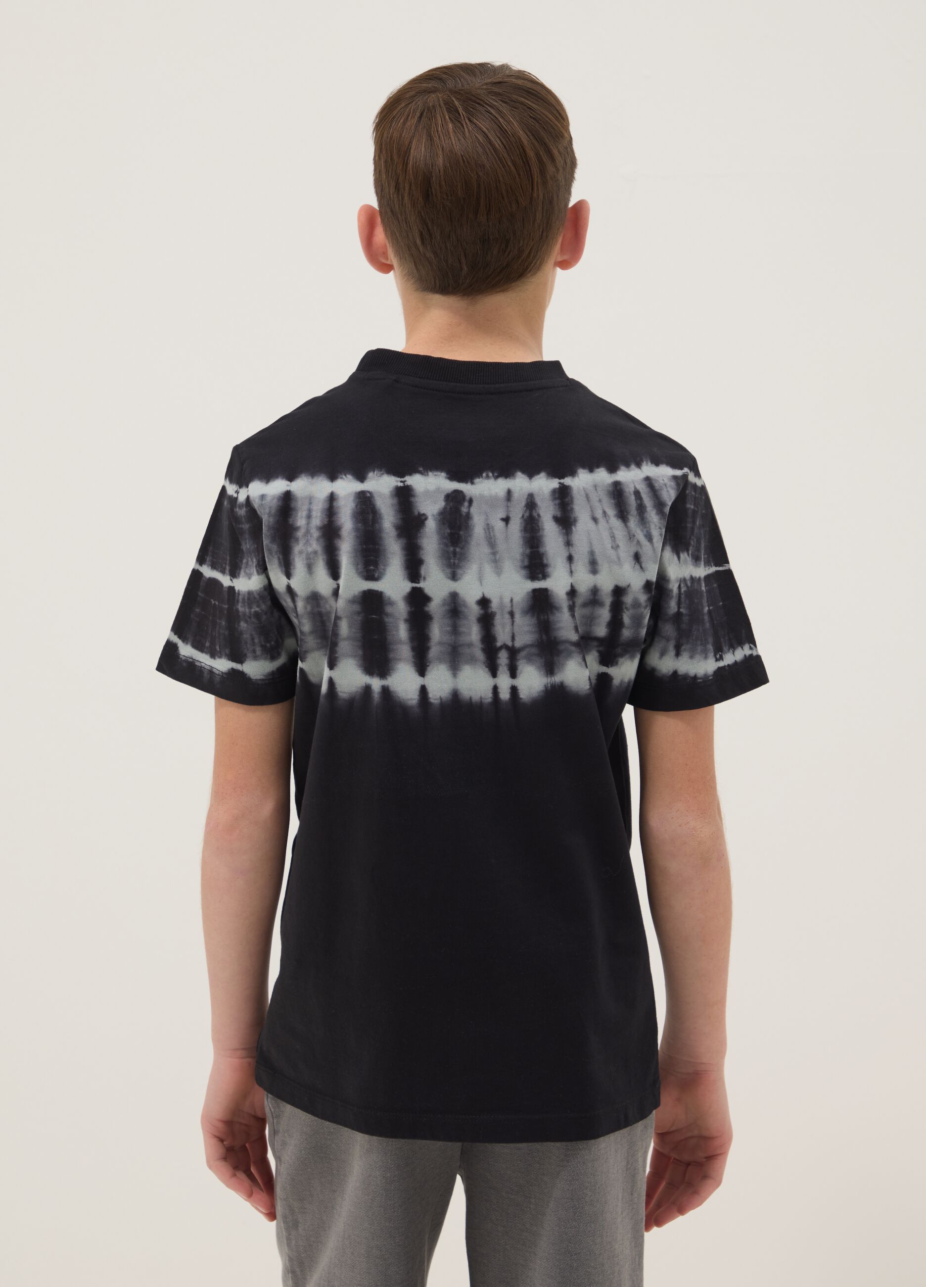 Schwarzes Kurzarm-T-Shirt aus reiner Baumwolle