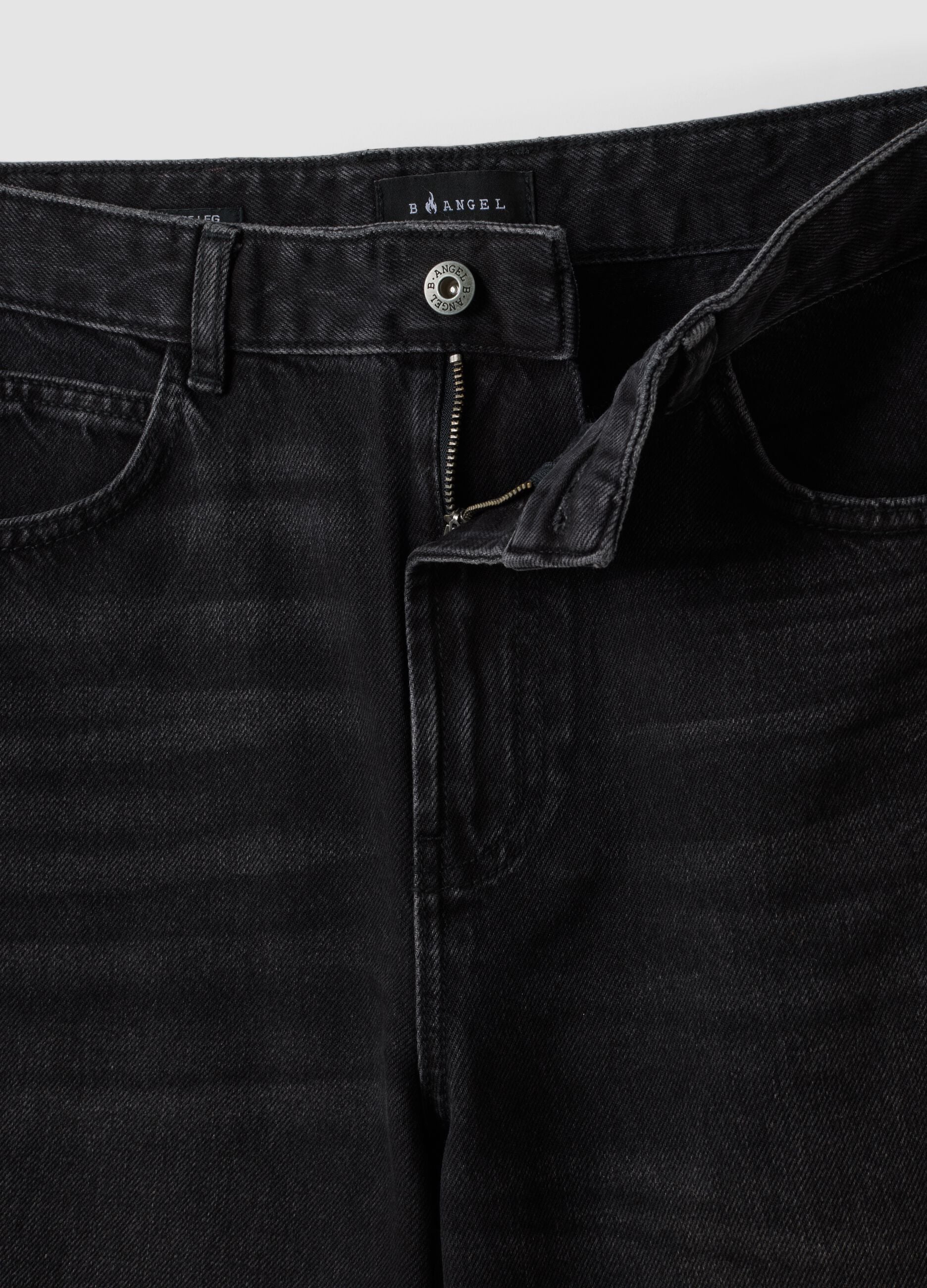 Schwarze Denim-Jeans mit Wide Leg aus reiner Baumwolle