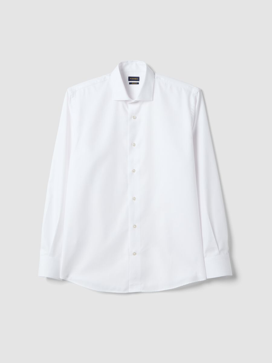 White pure cotton regular fit easy iron shirt_0