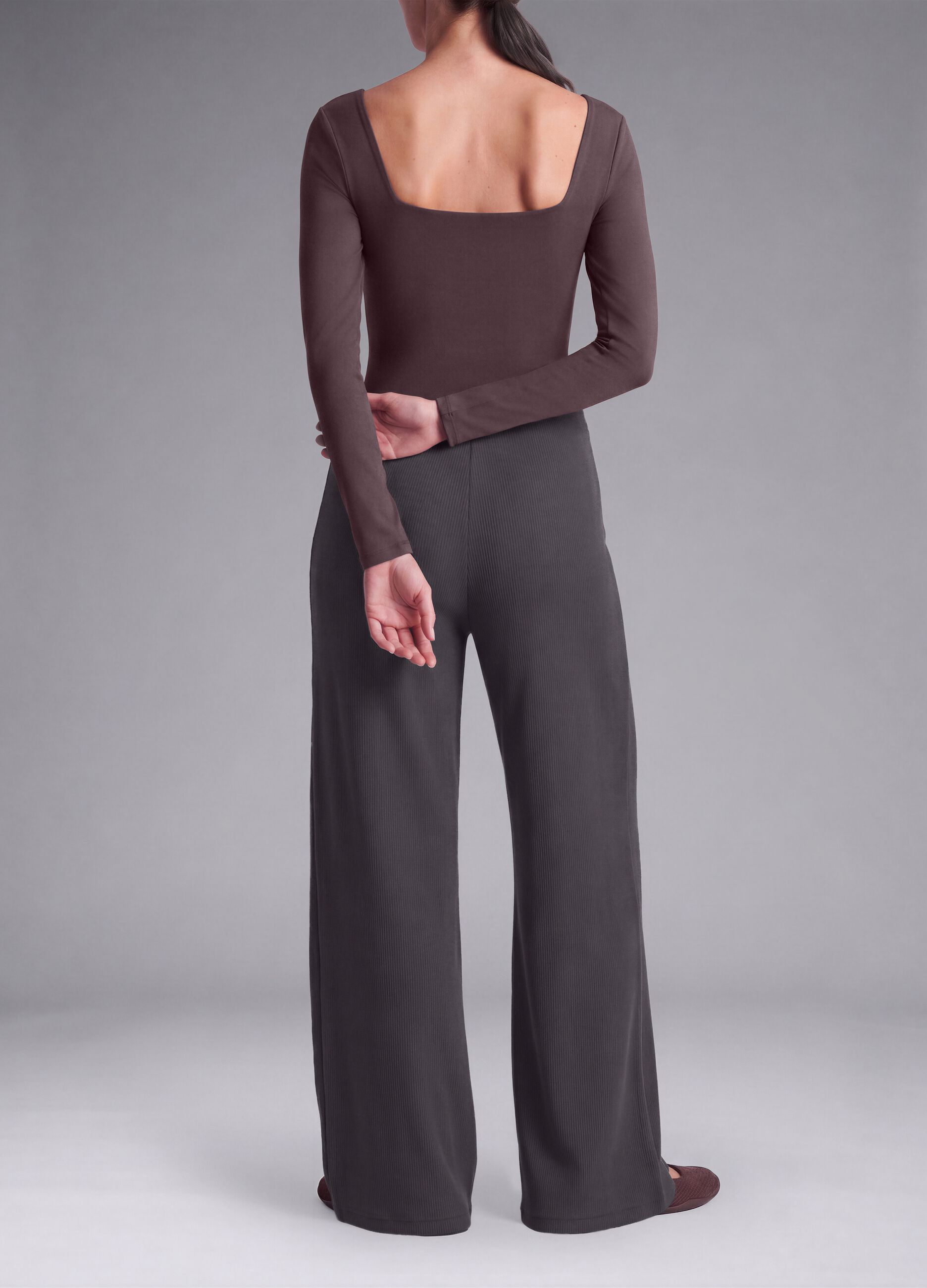 Grey wide-leg stretch modal trousers ALTAVIA STUDIO