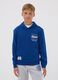 Blue pure cotton hoodie with print for boys_0