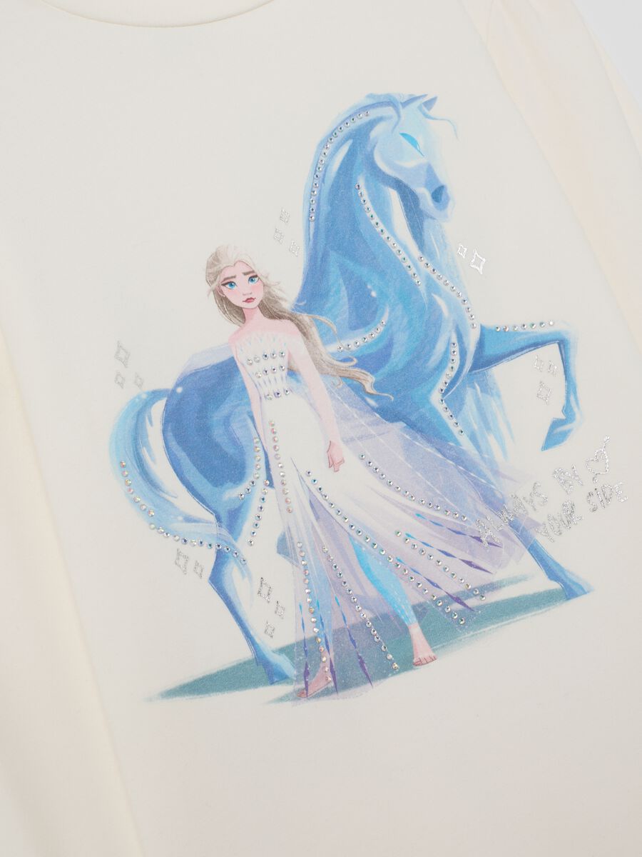 White Girl's Stretch Cotton Top with Print_3