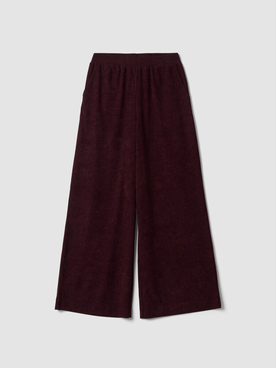 Violette Wide-Leg-Hose mit elastischem Bund_0