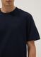 Relaxed fit blue crew neck pure cotton T-shirt_3