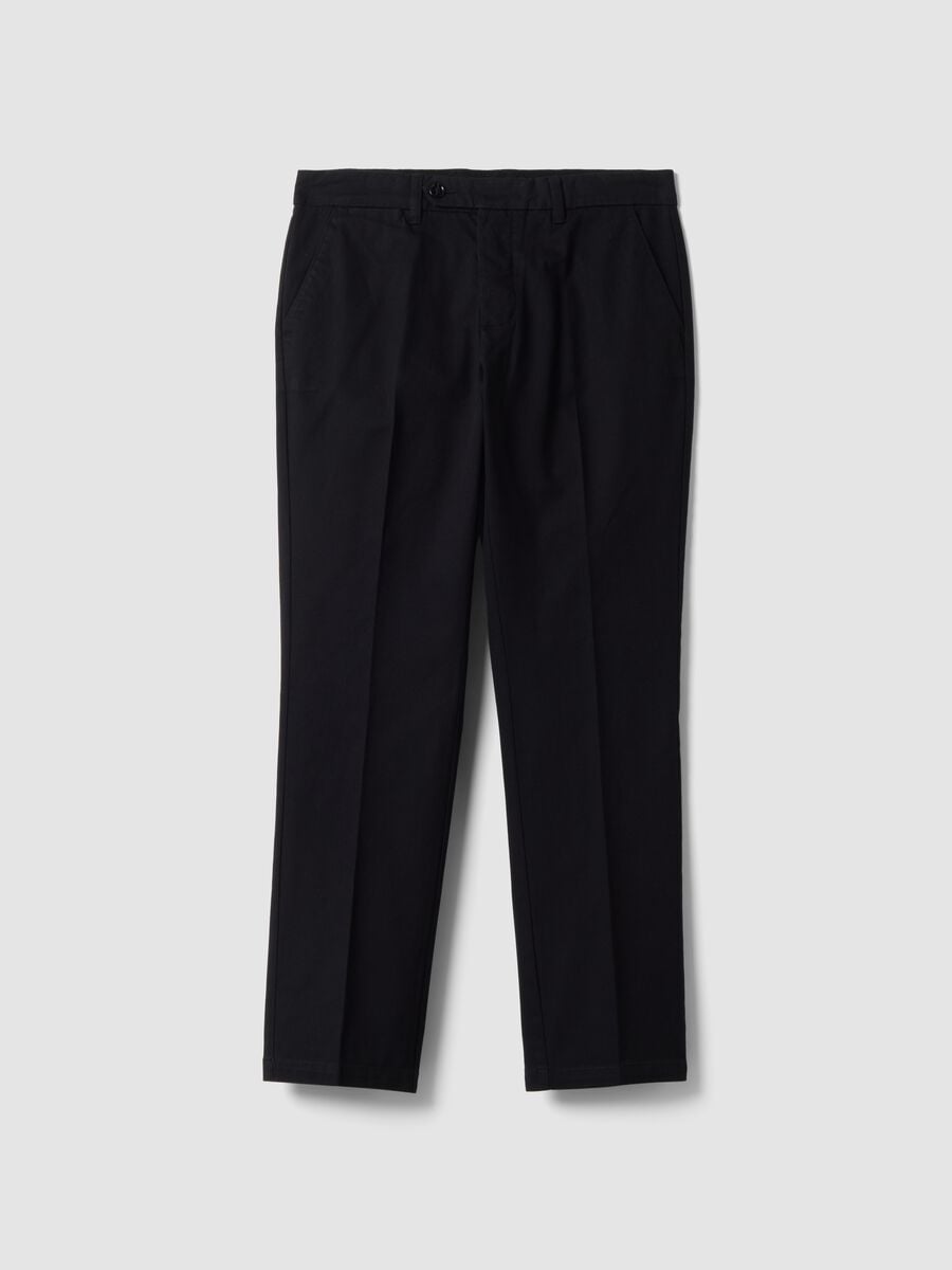 Black pure cotton regular-fit chino trousers_4