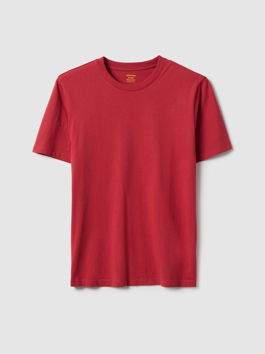 Regular Fit Red Pure Cotton T-shirt_4