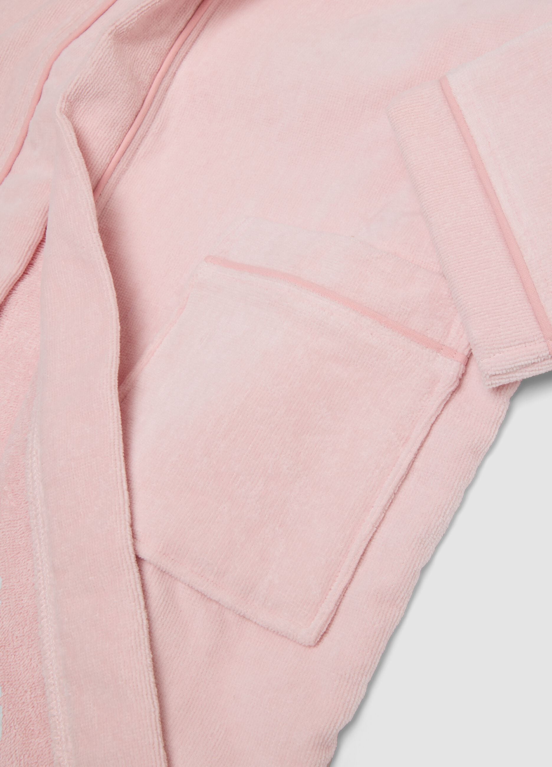 Pink organic cotton hooded bathrobe for girls