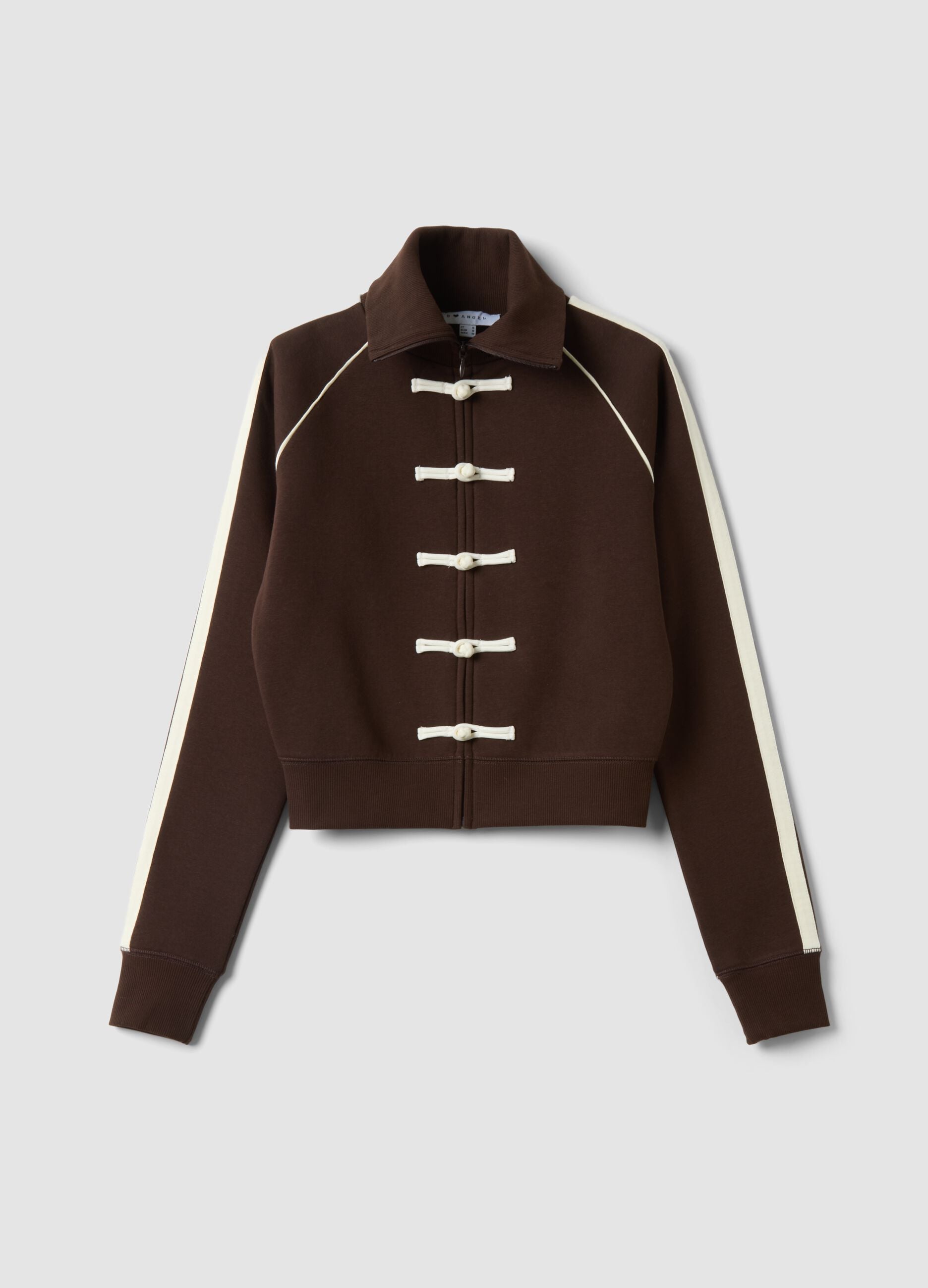 Brown cotton-blend sweatshirt with collar