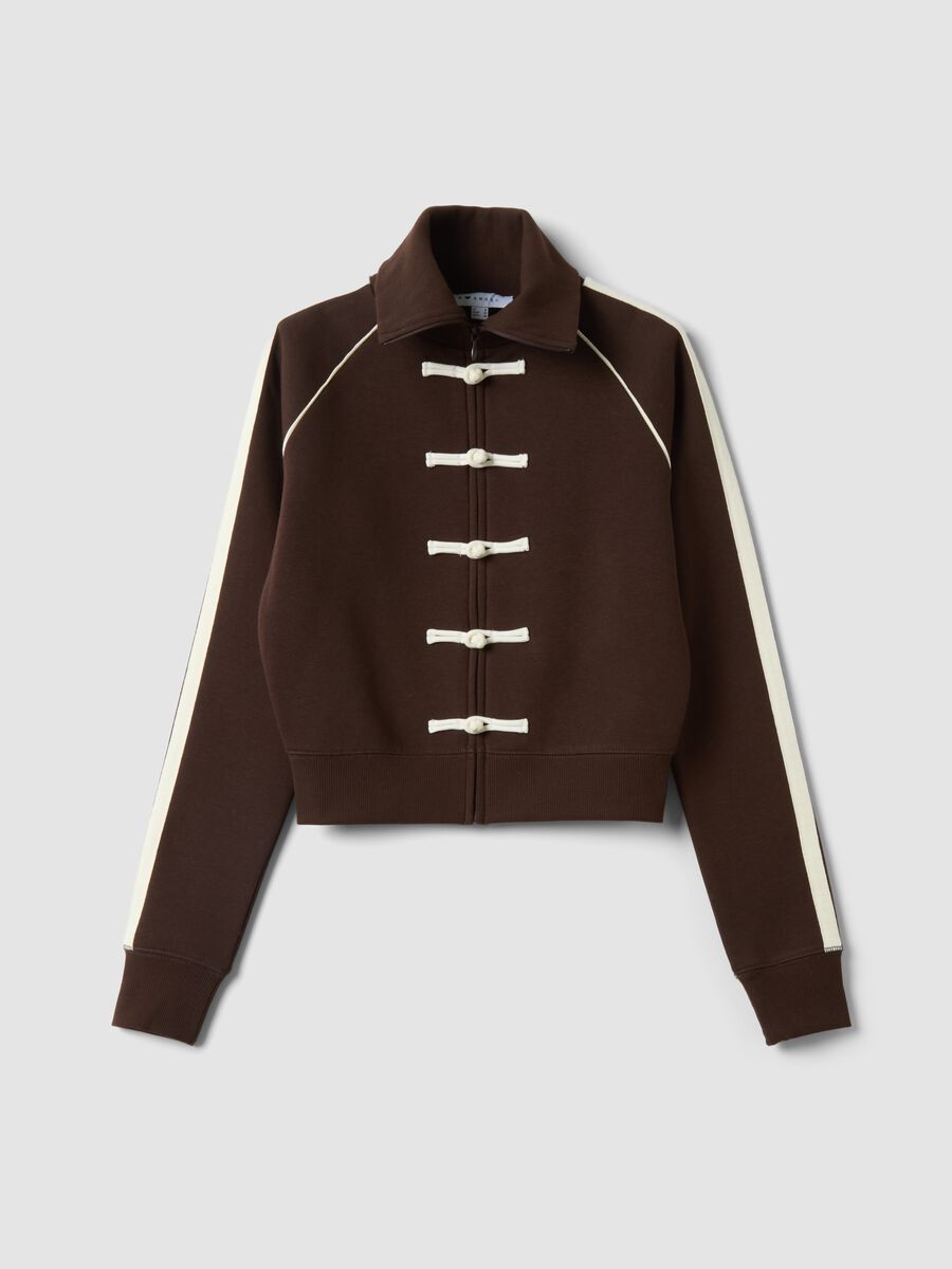 Brown cotton-blend sweatshirt with collar_0