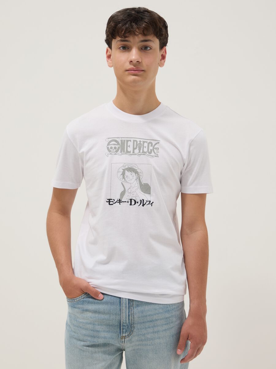 Camiseta blanca de manga corta en algod&oacute;n puro_0
