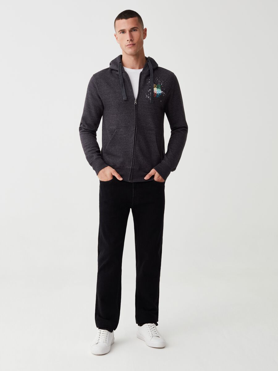 Full-zip sweatshirt in fleece with RE-UP print_1