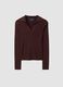 Brown ribbed viscose-blend polo-collar top_4