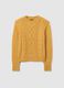 Yellow regular fit sweater with round neckline_4