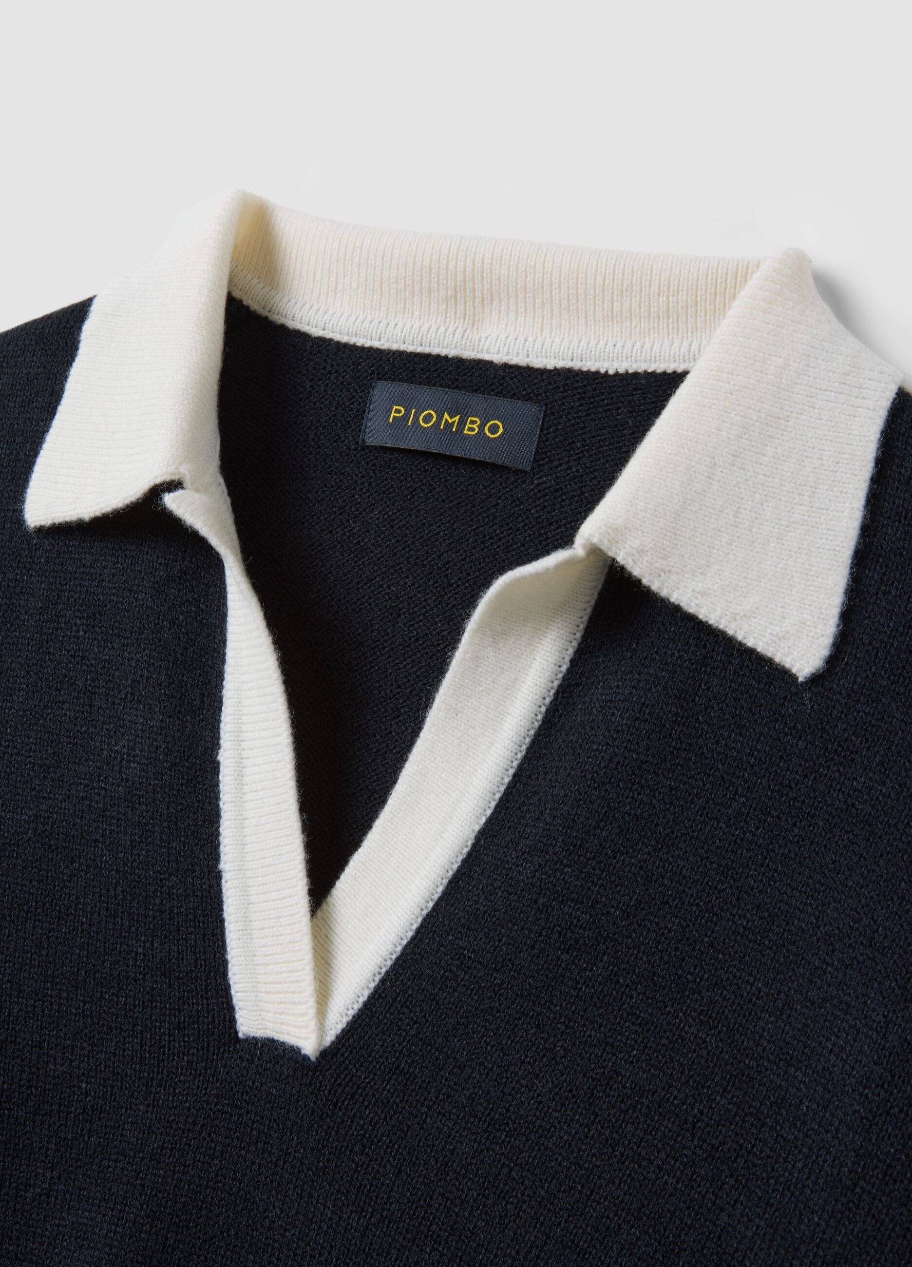 Blauer Pullover aus Wollmix mit Polokragen