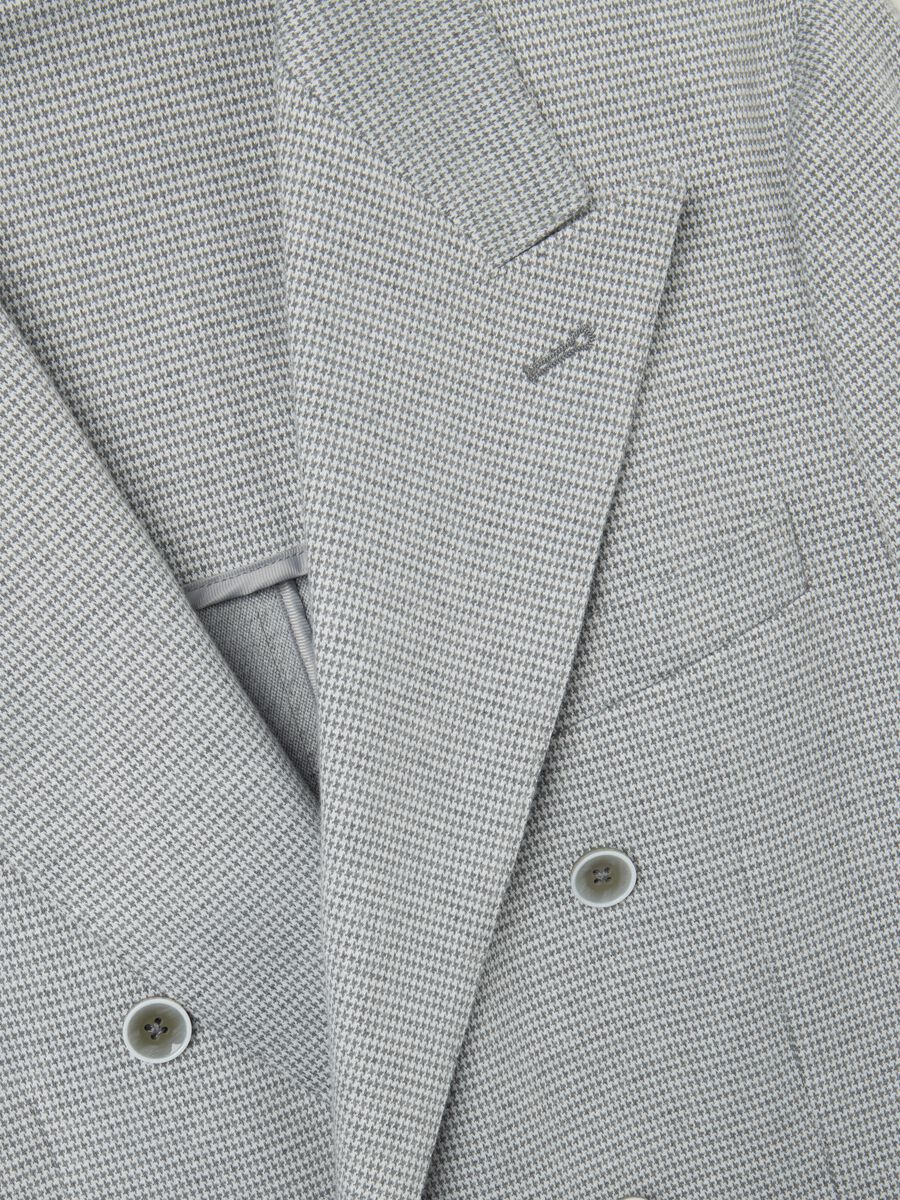 Slim fit checked cotton blend blazer with buttons_5