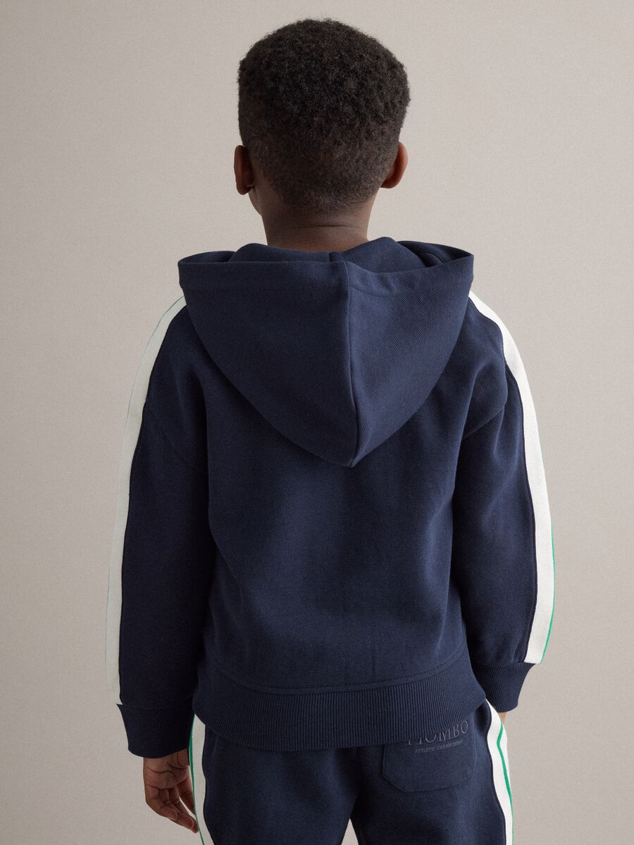 Blue cotton blend oversized fit hoodie for kids_2