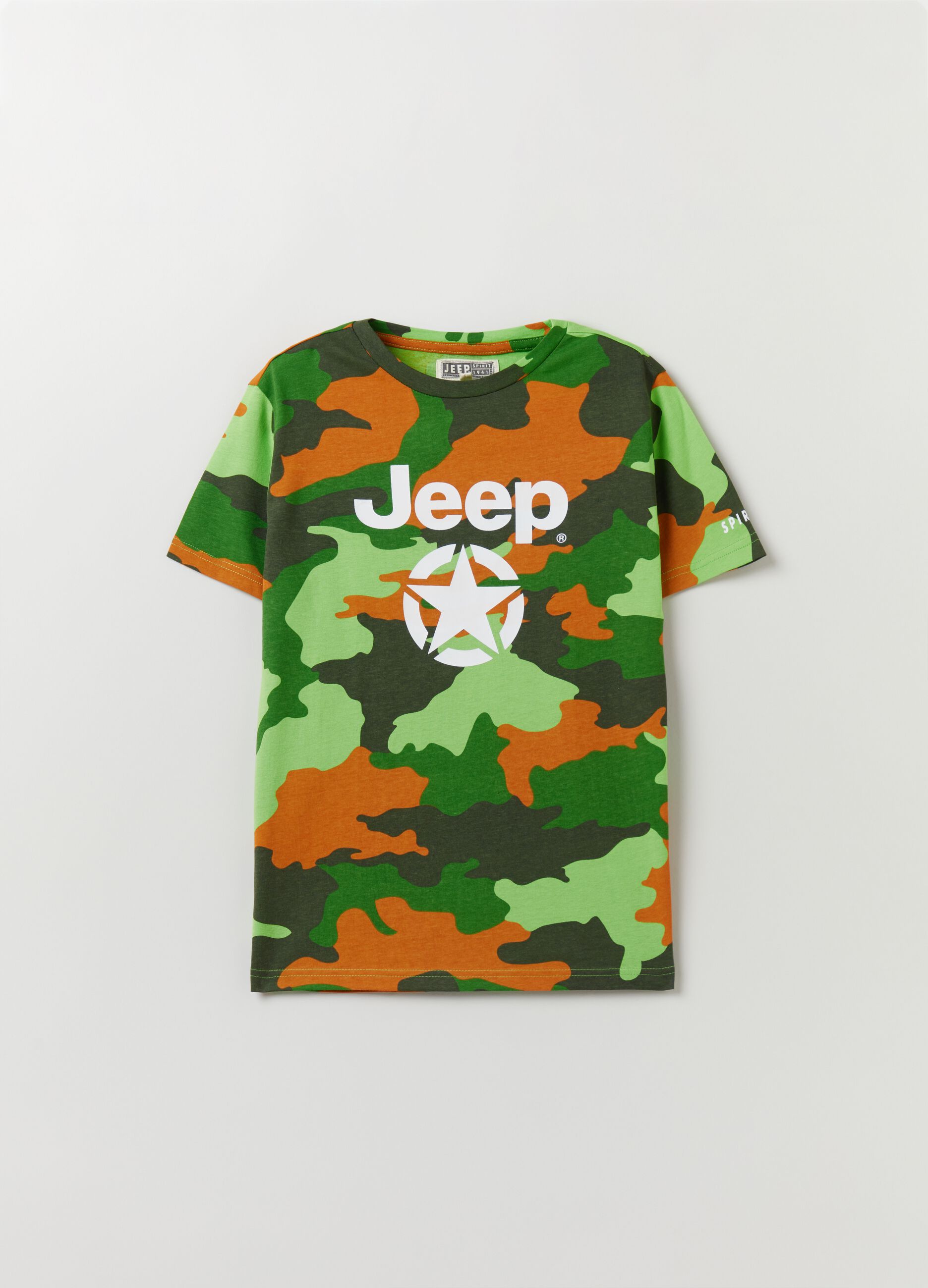 Camouflage T-shirt with Jeep logo print